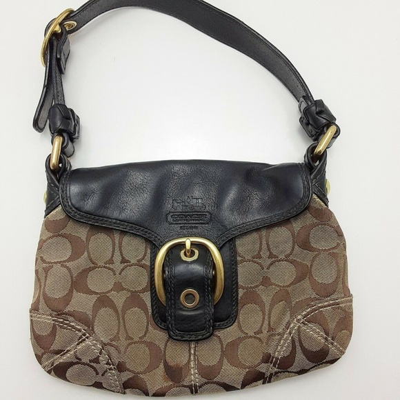 Coach Handbags - $218 COACH SOHO Signature Logo Fabric leather blac
